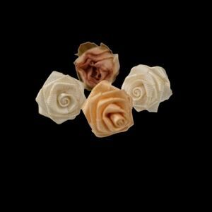 Vintage Rosettes Flower Pins Lapel Accessories Embellishments Lot Of 4